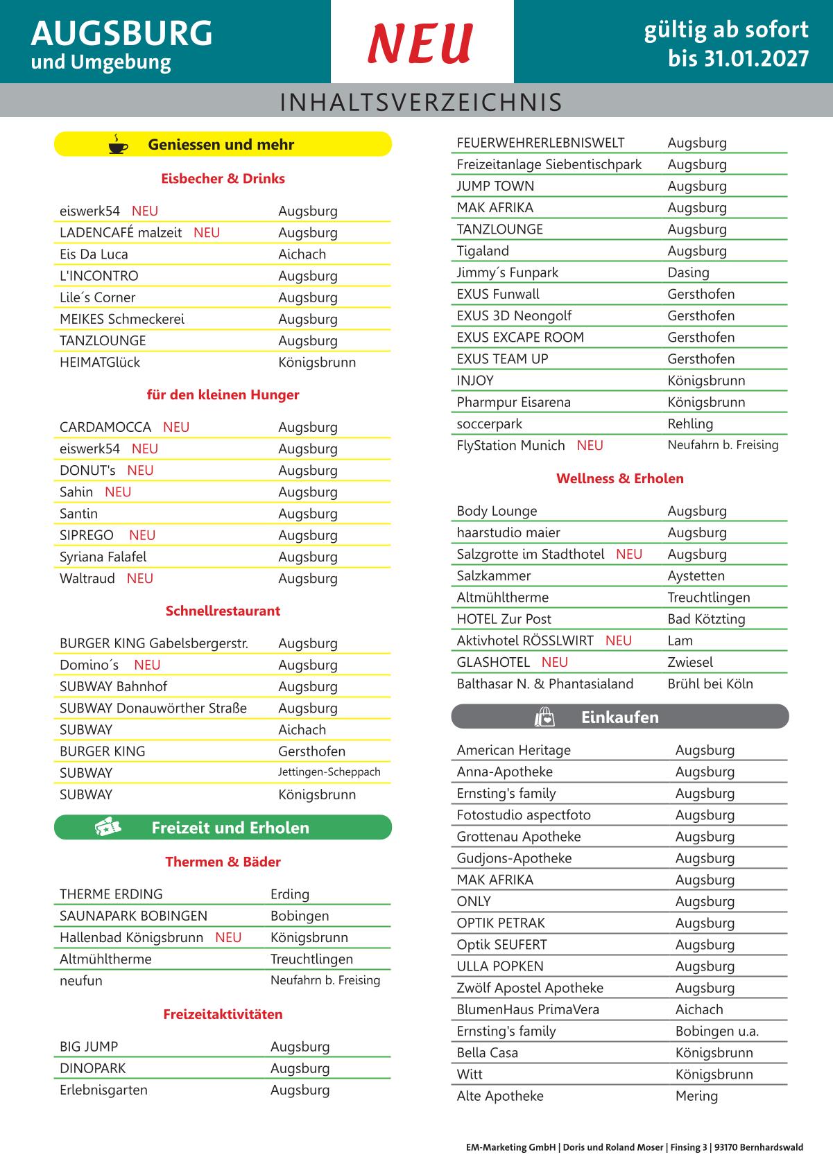 Gutscheinbuch Augsburg 2026 Gutscheinbuch Augsburg 2026