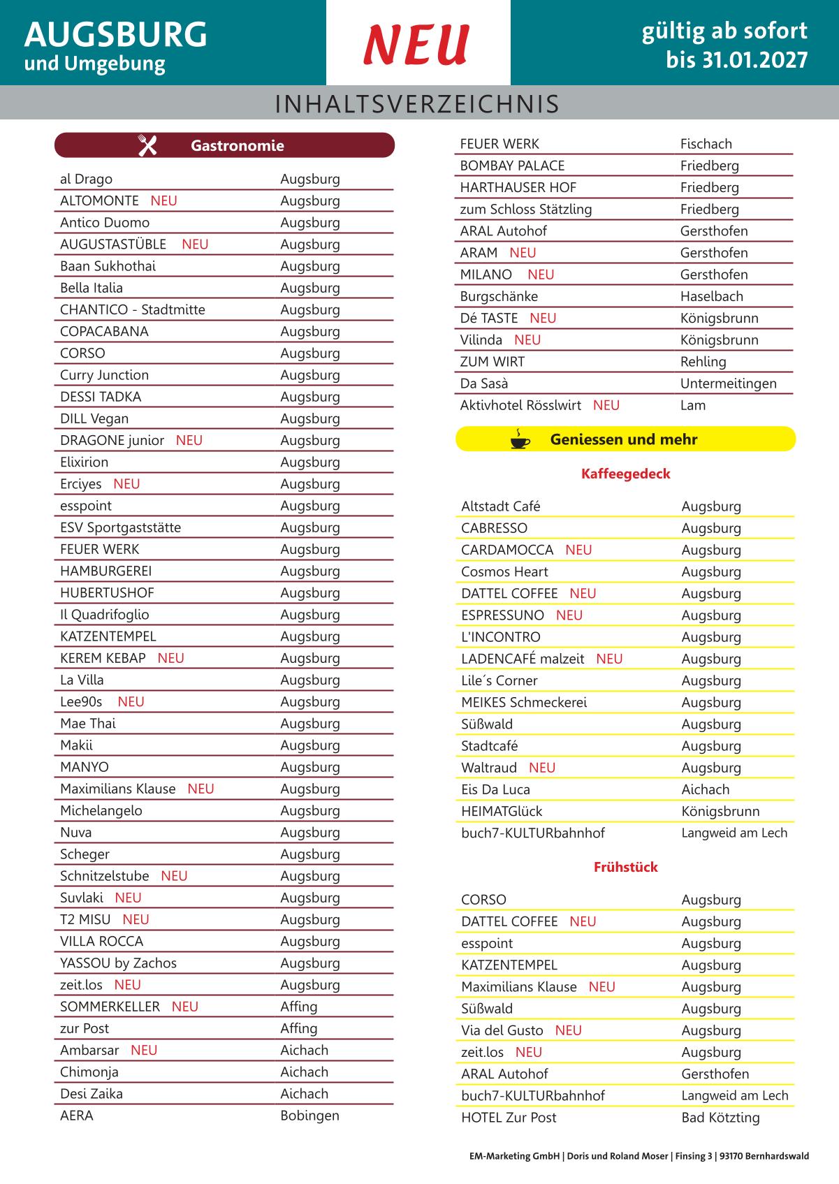Gutscheinbuch Augsburg 2026 Gutscheinbuch Augsburg 2026