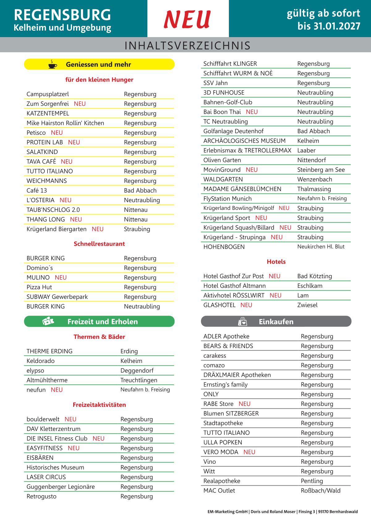 Gutscheinbuch Regensburg 2026 Gutscheinbuch Regensburg 2026